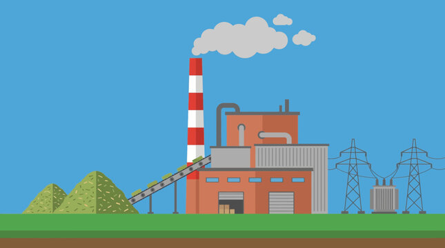 Biomass Energy Plant with Smoke Stack Industrial