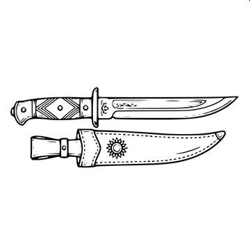 Argentine Fac&oacute;n Gaucho Knife Dagger Black White Vector Icon