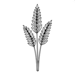 Fototapeta premium Pampas Grass Feathery Plume Plant Black White Vector Icon Argentina