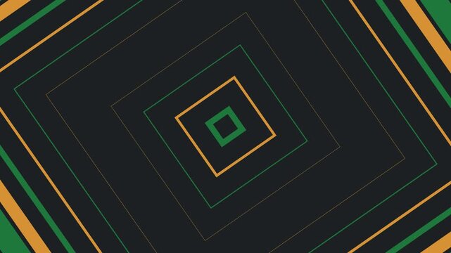 Abstract Juneteenth background video 4K with expanding red, green and gold geometric shapes.
