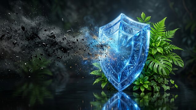 Crystal Shield Defends Against Dark Debris with Lush Greenery