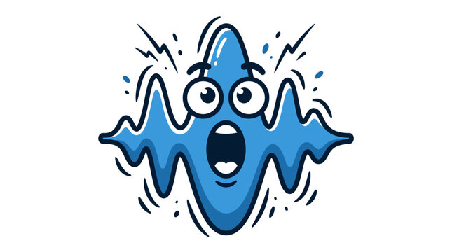 Blue cartoon character with shocked expression.