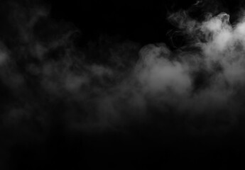White fog overlay on black background, realistic low smoke effect with soft mist and dark atmospheric look for cinematic poster, stage scene, horror design or photo composition. © The Stock King