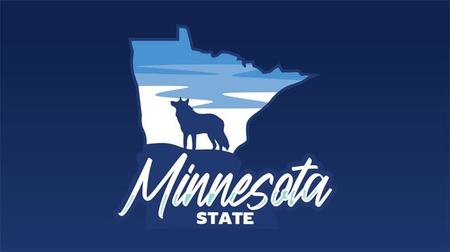 minnesota state with wild animal silhouettes