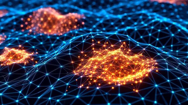 Statistics visualized as geometry: a swirling glowing animation of abstract triangular patterns