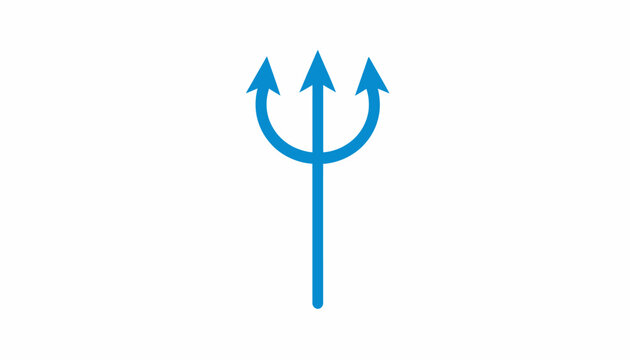 Basic blue trident spear weapon icon.