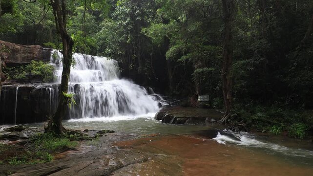 Pang Sida Waterfall is a beautiful waterfall located in the middle of a rainforest, within the Pang Sida National Park, Sa Kaeo Province, Thailand.