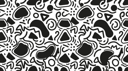 Fototapeta premium Black and white abstract shapes pattern.