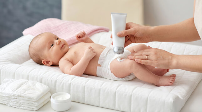 Diaper change for newborn baby care and hygiene