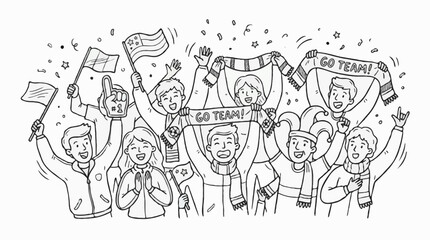 Obraz premium Football Fan Celebration Hand Drawn Doodle Vector Illustration