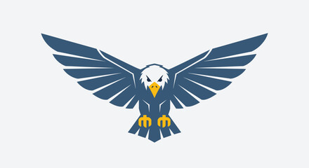 Fototapeta premium Detailed bald eagle illustration with outspread wings.