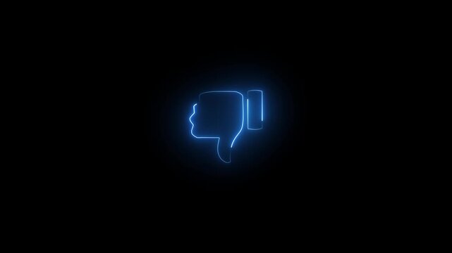 Thumbs Down Dislike Icon Neon Glow Animation 