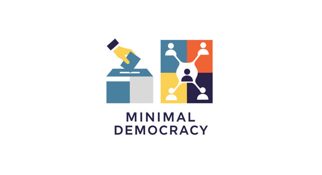 Democracy logo with ballot box and connected human figures.
