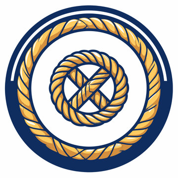 Double ringed nautical rope frame on dark background.