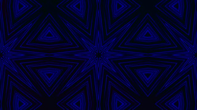 Kaleidoscope bold blue lines form geometric patterns rhythmic effect motion. abstract texture.