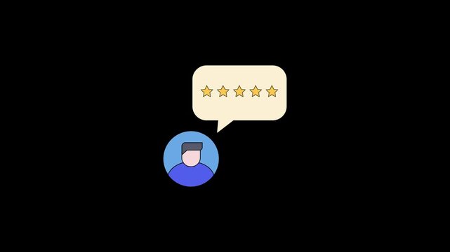 Five Star Feedback and Review Icon 4k Animation 