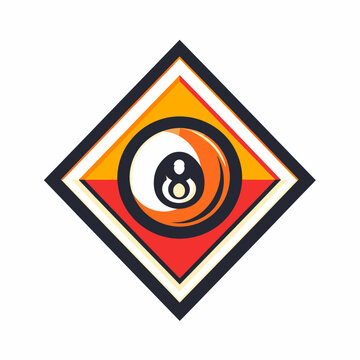 Geometric eight ball logo with diamond shape background