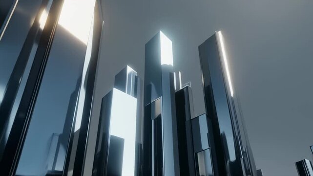 Modern skyscrapers reflecting sunlight in an urban architectural marvel