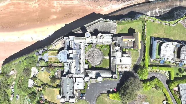 Top Down over Kingsgate Castle, Kingsgate Bay, Broadstairs, Kent, England, Europe