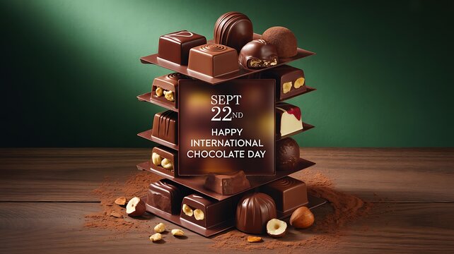 Stack of assorted chocolates for international chocolate day