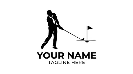 Fototapeta premium Person Playing Golf on Course with Flag and Ball in Bright Outdoor Setting
