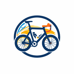 Fototapeta premium Modern bicycle icon design within blue circular frame.