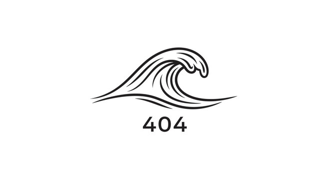Ocean wave with 404 error code graphic illustration