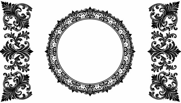 Ornate floral flourish frames and decorative borders.