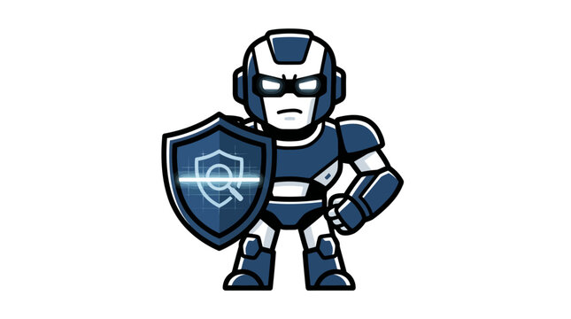 Robot Character Wearing Armor Suit.