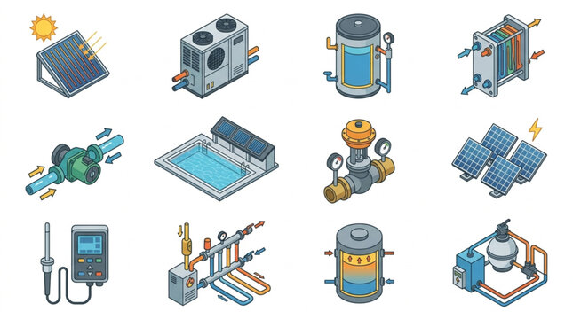 Industrial HVAC and Solar Energy Systems Setup.