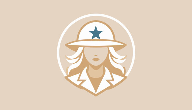 Safari woman avatar in circular emblem.