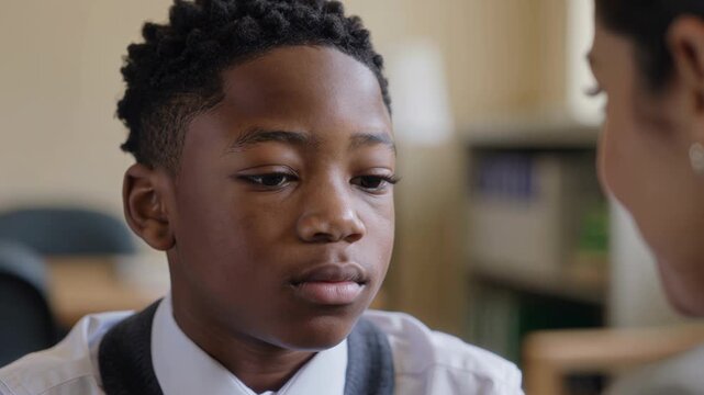 teen therapy counseling support mentalhealth boy conversation trust healing care Black teenage boy speaks openly with a counselor in a safe supportive setting representing youth wellbeing
