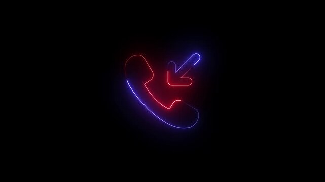 Incoming Phone Call Neon Icon Loop Animation 