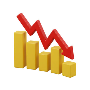 3D decreasing graph with red arrow