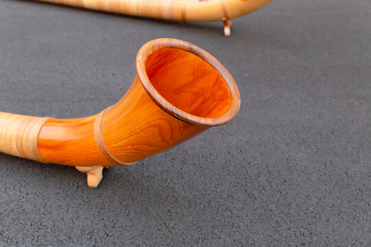 Traditional swiss alphorn musical instruments