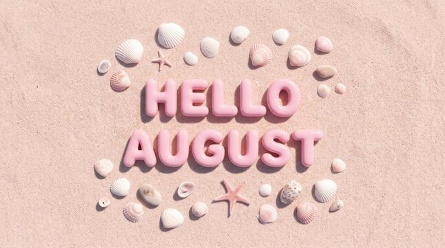 Hello August Seashell Summer Background