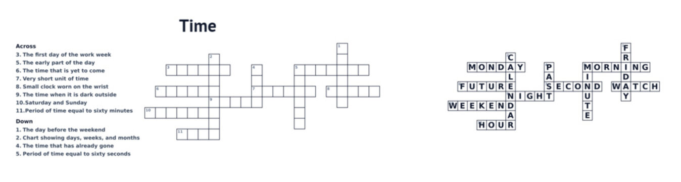 Crossword themed Time with clues and solution