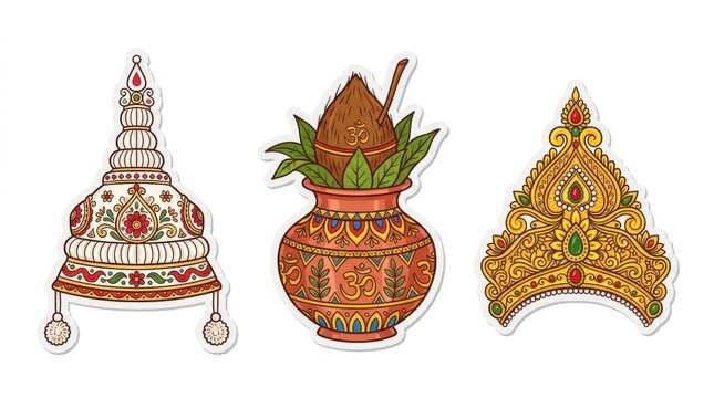 Traditional Bengali Wedding Symbols Collection