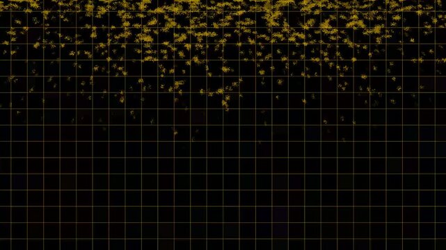 Abstract golden grid overlaying dark background with particles. Creative abstract golden grid overlaying dark background for tech textures. Modern abstract golden grid overlaying dark background.