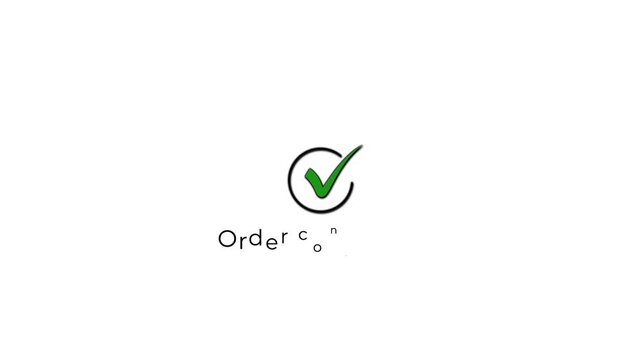 order confirmation success animation with loading circle and tick icon for ecommerce ui.