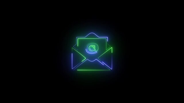 Email Envelope Neon Icon Seamless Loop Animation