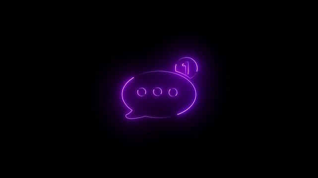 Chat Message Notification Icon Neon Glowing Animation