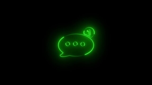 Chat Message Notification Icon Neon Glowing Animation