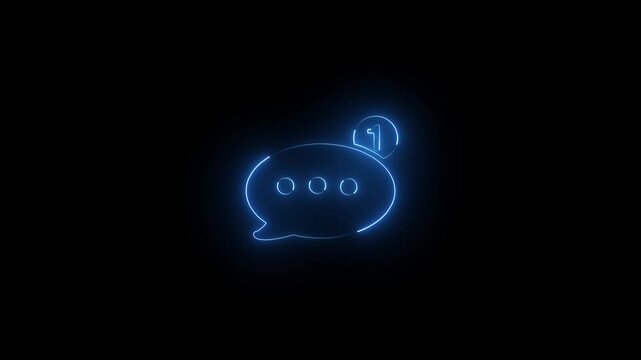 Chat Message Notification Icon Neon Glowing Animation