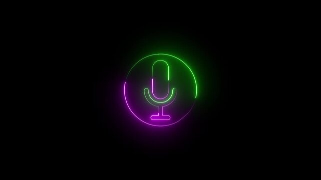 Microphone Icon Neon Loop Animation 