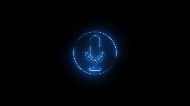 Microphone Icon Neon Loop Animation 