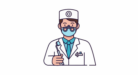 Fototapeta premium Professional dental practitioner with mask, loupes, and mirror tool