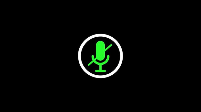 Mute Mic Neon Glowing Icon 4K Animation