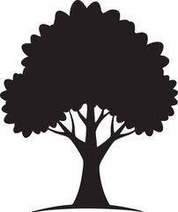 Naklejka premium Black and white tree icon with full leaves