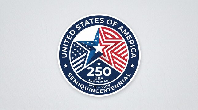 United States 250th Anniversary Semiquincentennial Celebration Emblem for Patriotic Holiday Commemoration and National Events
